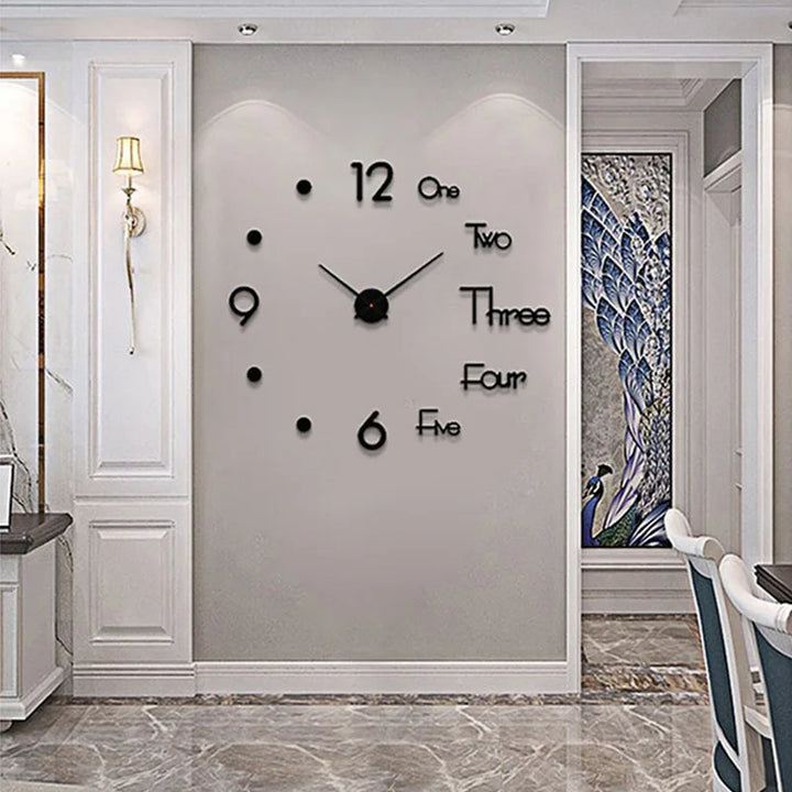 3D DIY Large Wall Clock Quartz Needle Watch Acrylic Letter Mirror Stickers Living Room Game Room Home Decor Europe horloge