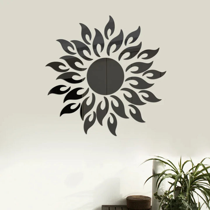 Sun Flower Wall Sticker Acrylic Mirror Sticker Self Adhesive Reflective Decal Mural Wallpaper for TV Background Art Home Decor