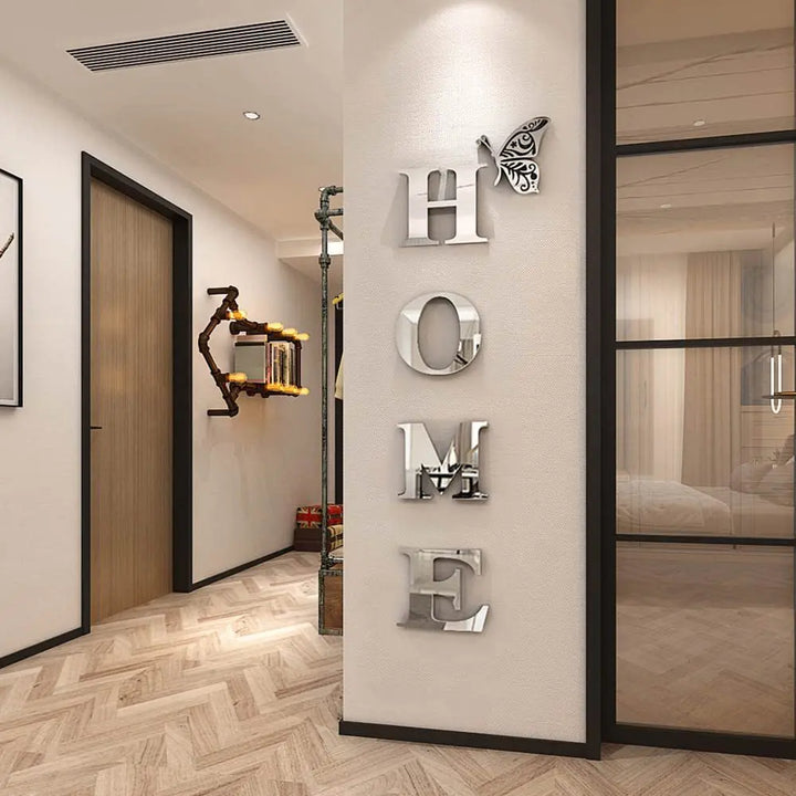 Large 3D Home Mirror Wall Stickers DIY Removable English Letters Family Acrylic Self-adhesive Mirror Wall Decals for Home Decor