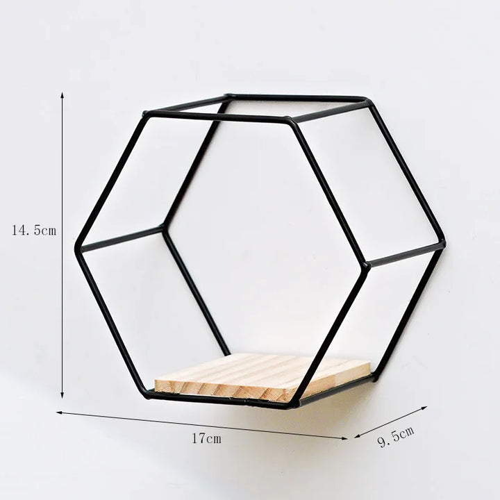 Floating Wall Shelf Sundries Storage Holder Living Room Home Decoration Wall Mounted Hexagon Shelf Handicraft Display Rack