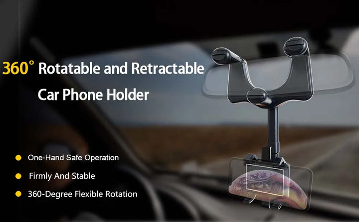 Telephone Car Holder 360 Degree Rotating Stand Rearview Mirror GPS Navigation Auto Phone Support Multifunctional Phone Holder