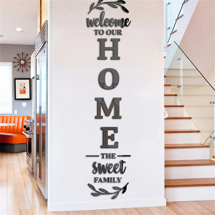 Large 3D Home Mirror Wall Stickers DIY Removable English Letters Family Acrylic Self-adhesive Mirror Wall Decals for Home Decor