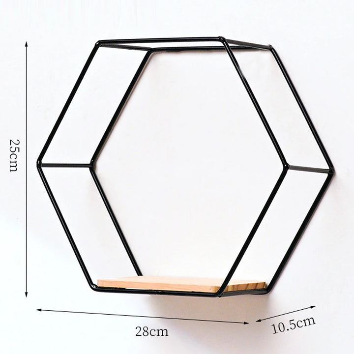 Floating Wall Shelf Sundries Storage Holder Living Room Home Decoration Wall Mounted Hexagon Shelf Handicraft Display Rack