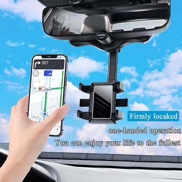 Telephone Car Holder 360 Degree Rotating Stand Rearview Mirror GPS Navigation Auto Phone Support Multifunctional Phone Holder