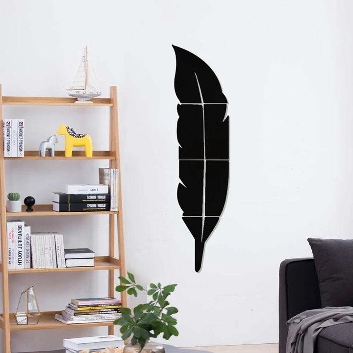 Large Feather Plume 3D Mirror Wall Sticker for Living Room Art Home Decor Vinyl Decal DIY Acrylic Sticker Mural Wallpaper