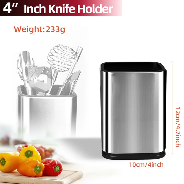 Knife Stand Holder Stainless Steel Knife Storage Utensil Knife Block Kitchen Knife Holder with Plastic Rack Kitchen Accessories