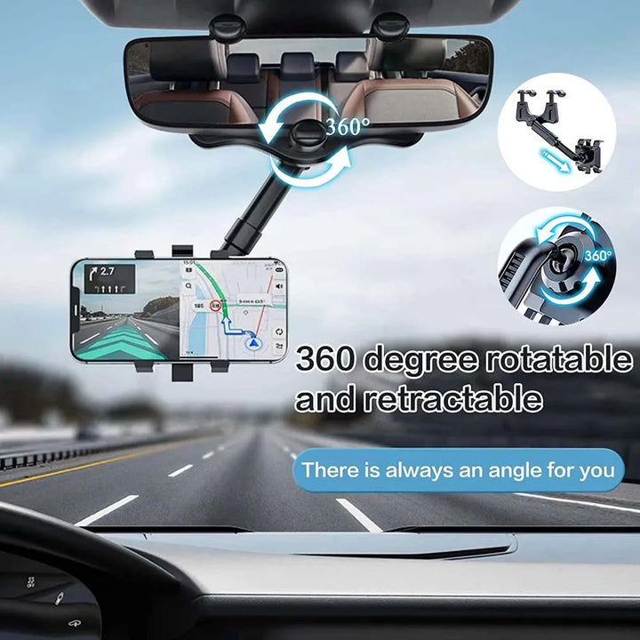 Telephone Car Holder 360 Degree Rotating Stand Rearview Mirror GPS Navigation Auto Phone Support Multifunctional Phone Holder