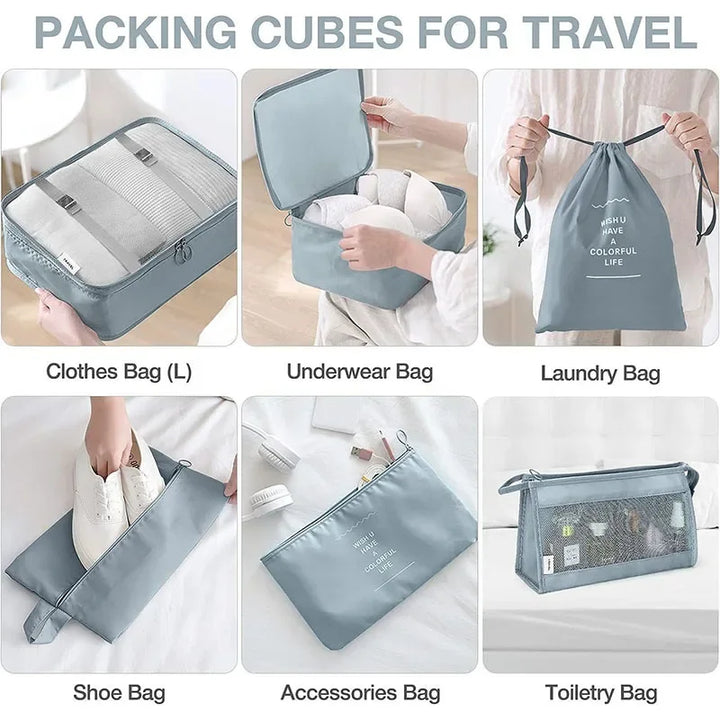 Travel Storage Bag Compressible Packing Cubes Carry On Travel Suitcase Luggage Organizer Foldable Waterproof HandbagTravel Bag