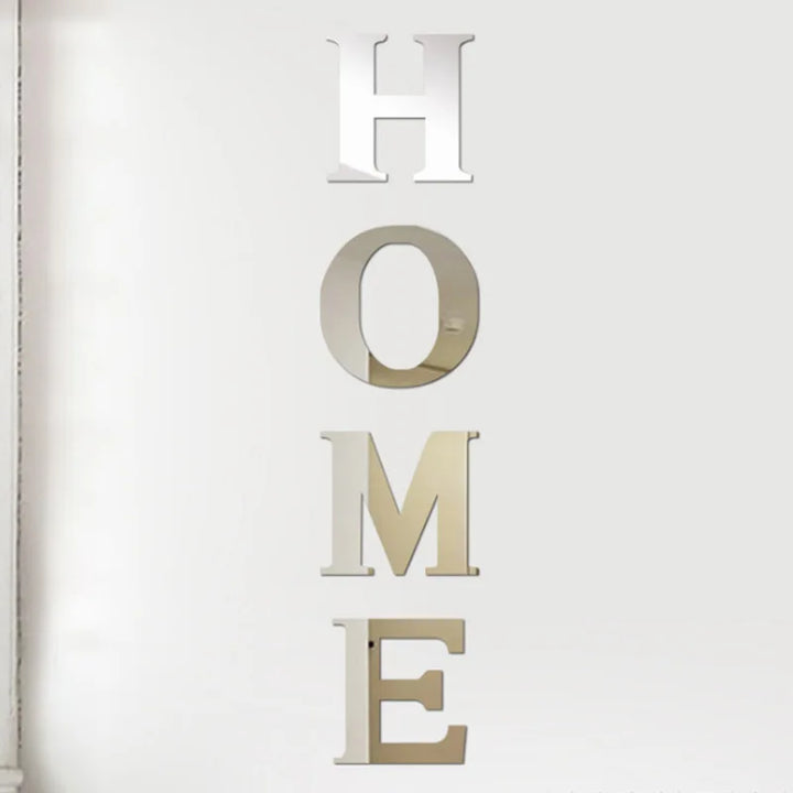 Large 3D Home Mirror Wall Stickers DIY Removable English Letters Family Acrylic Self-adhesive Mirror Wall Decals for Home Decor