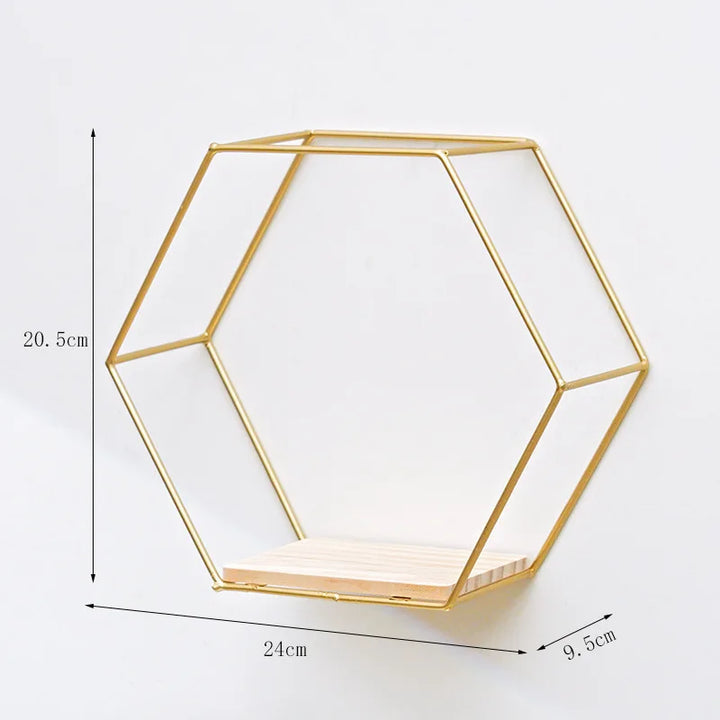 Floating Wall Shelf Sundries Storage Holder Living Room Home Decoration Wall Mounted Hexagon Shelf Handicraft Display Rack